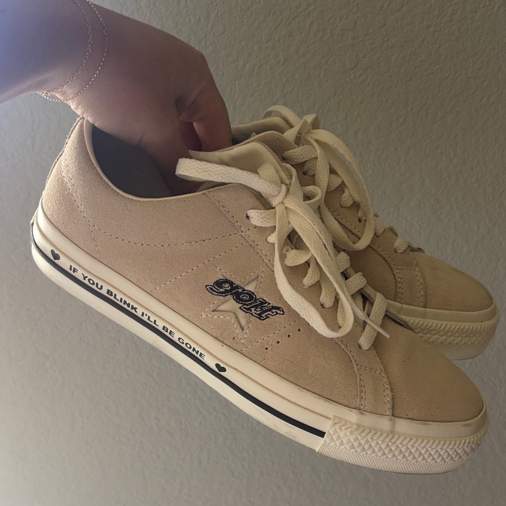 GOLF Converse Beige Sneakers with Blue Soles